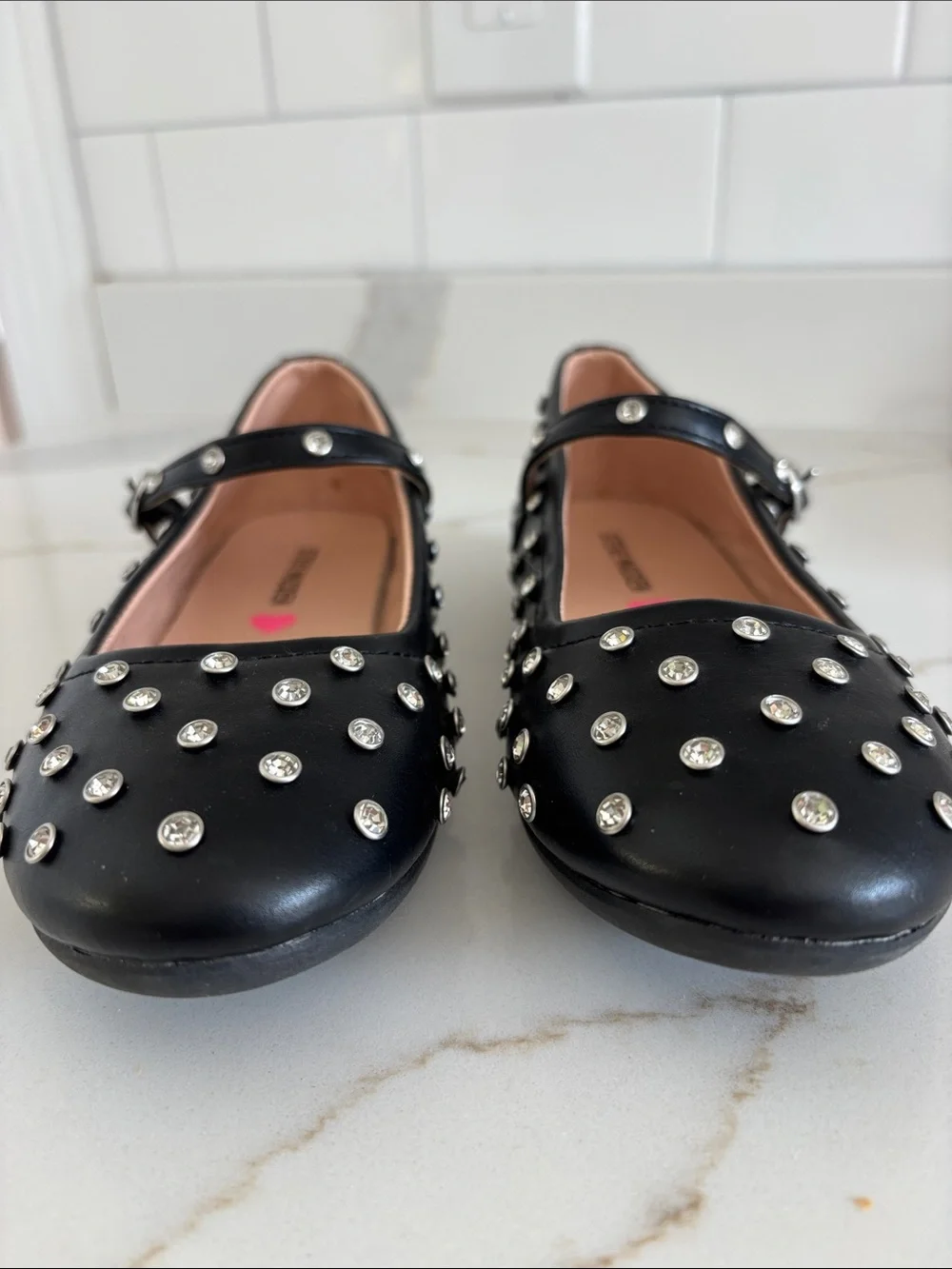 Steve Madden Black Studded Mary Jane Flats for Kids